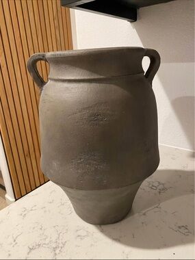 Studio McGee Threshold Matte Gray Double-Handled Ceramic Vase